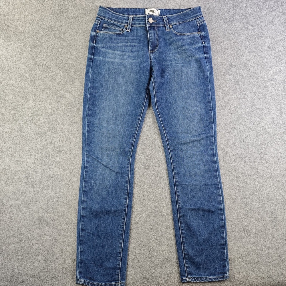 Paige Skyline Ankle Peg Jeans Women's 27x28 Blue Low Rise Stretch
